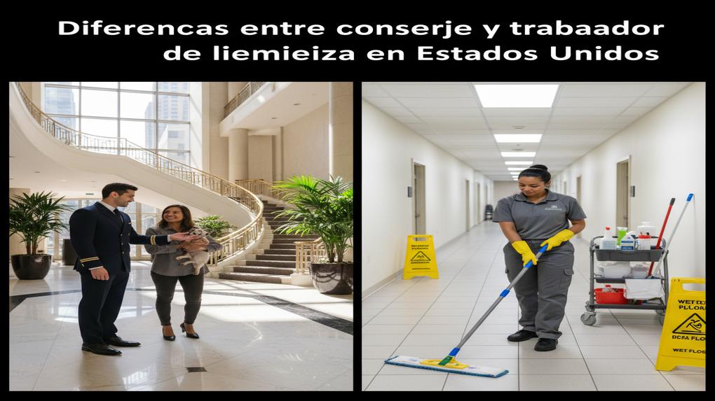 Diferencias entre conserje y trabajador de limpieza en Estados Unidos